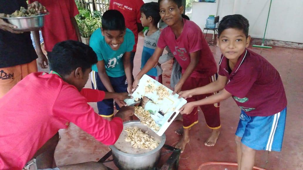 Children participating in a health awareness session